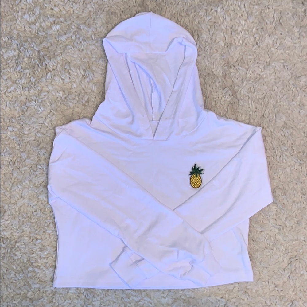 White Pineapple Cropped Hoodie